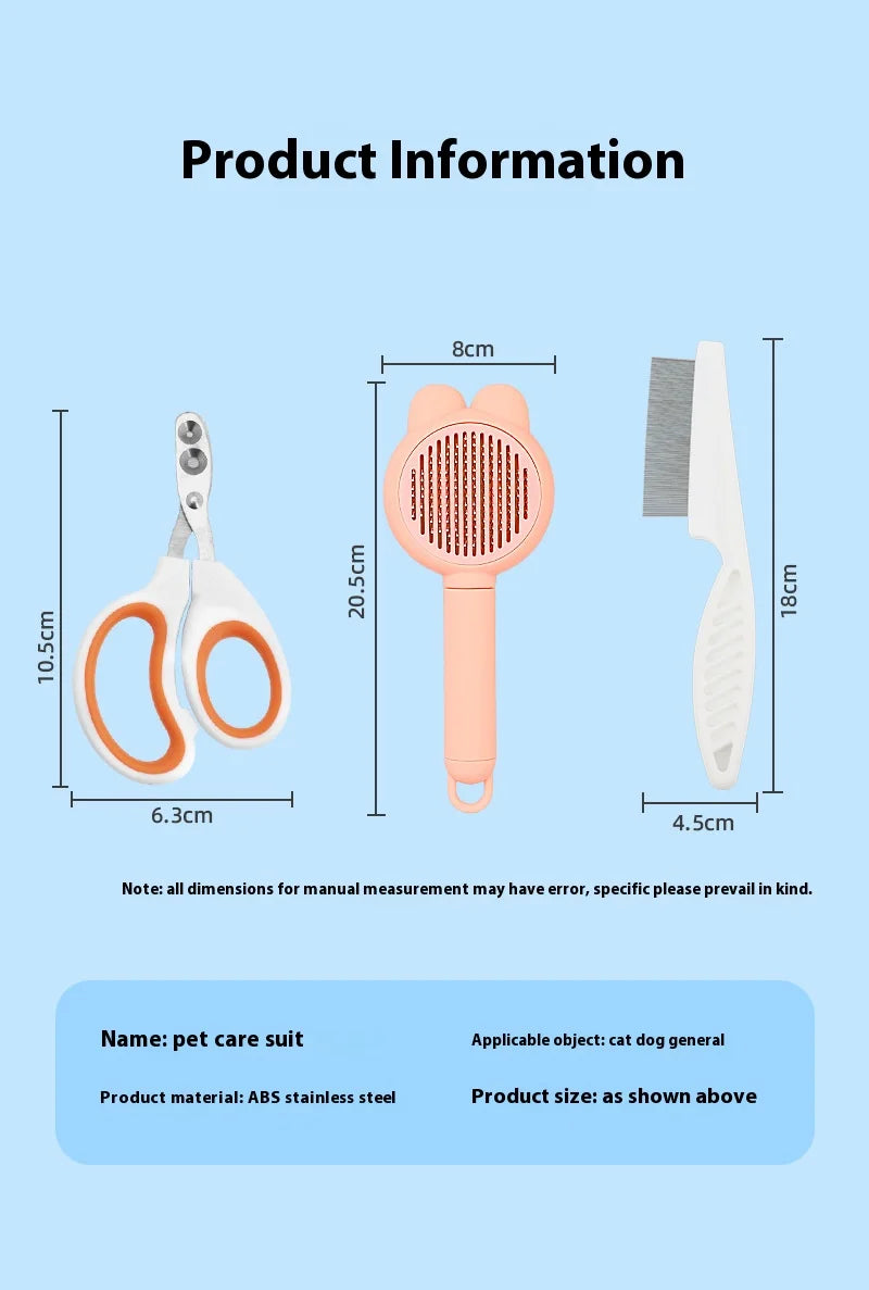 Cat Grooming Supplies 3 piece set include Round Hole Cat Nail Clippers  Pet Comb Pet Grooming Brush Flea prevention tools