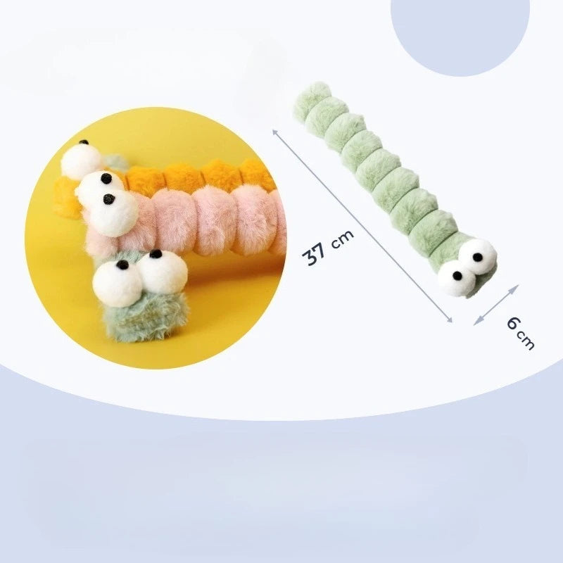 Cat Plush Chew Toy Plush Cushion Caterpillar Catnip Companionship Kitten Toy Cat Teaser Stick Interactive Cat Toy Supplies