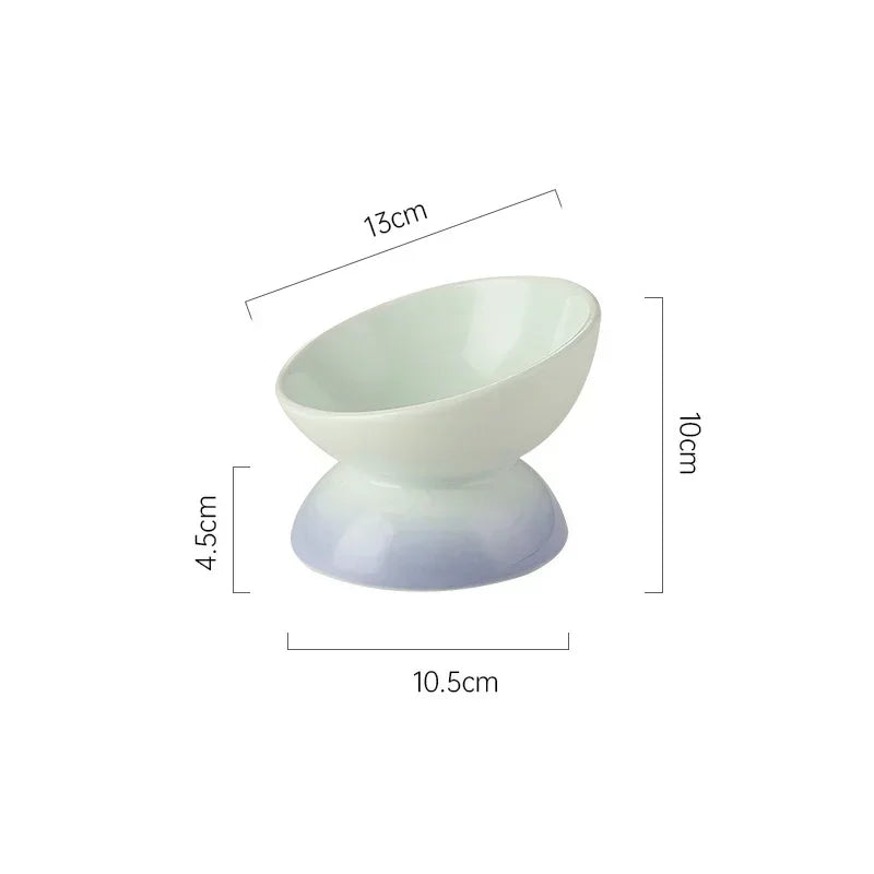 Cat Ceramic Bowl Gradient Pet Food Water Feeders Small Dogs Drinking Eating Supplies Raised Tilted Cats Puppy Feeding Supplies
